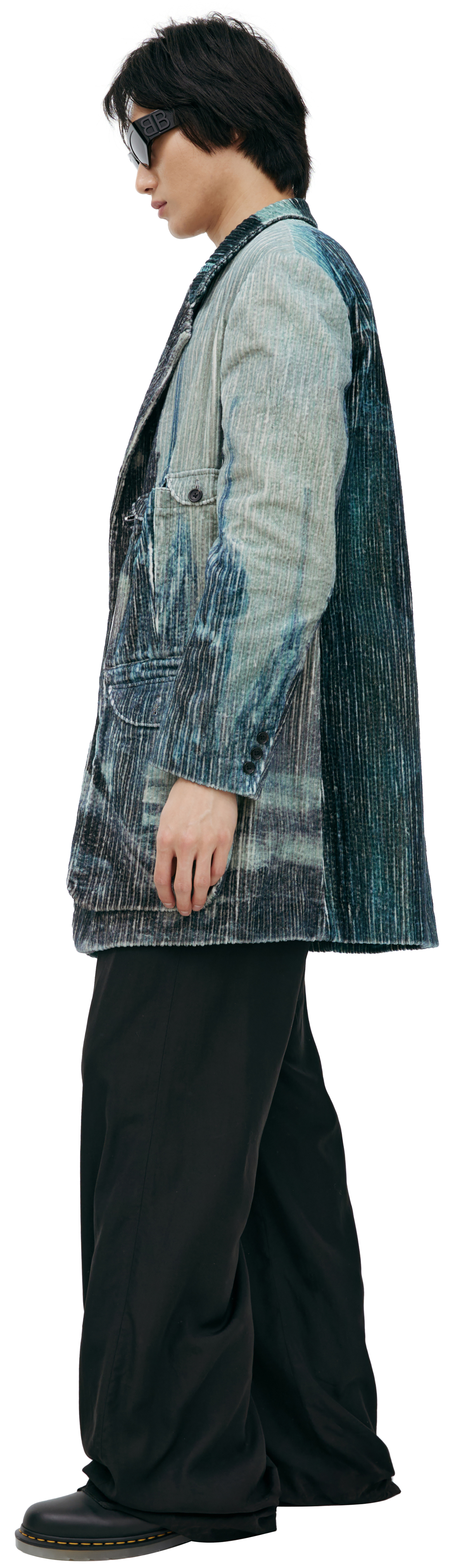 Yohji Yamamoto Вельветовый пиджак с монопринтом