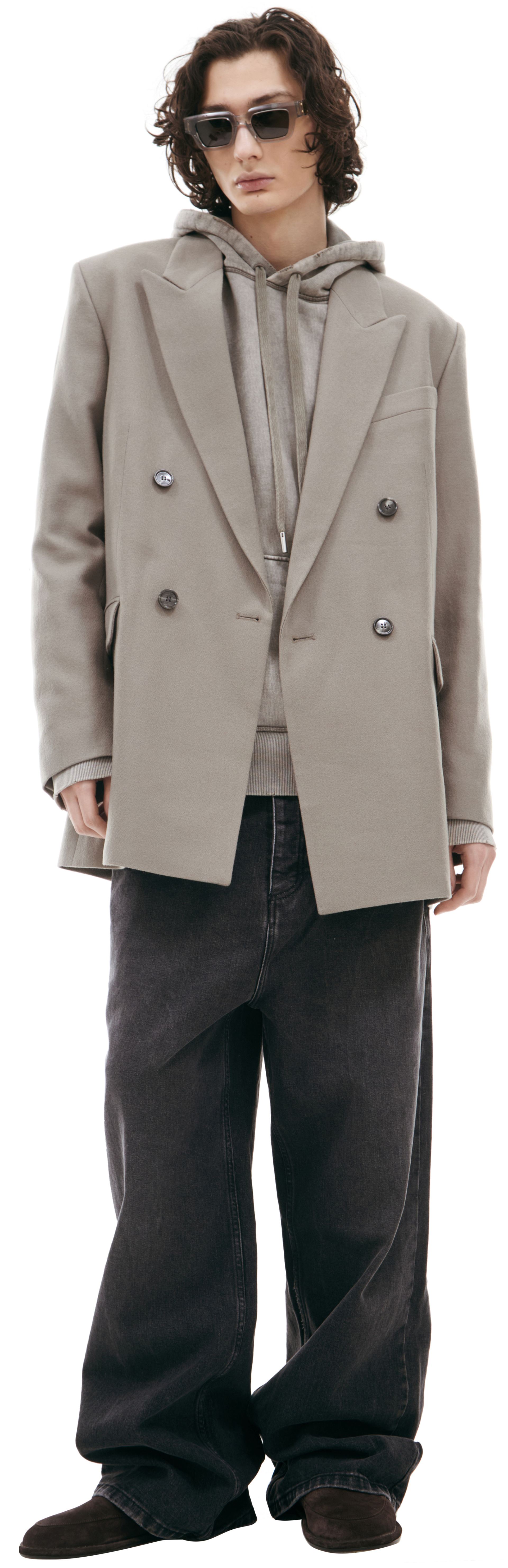 AMI PARIS Двубортный пиджак из хлопка