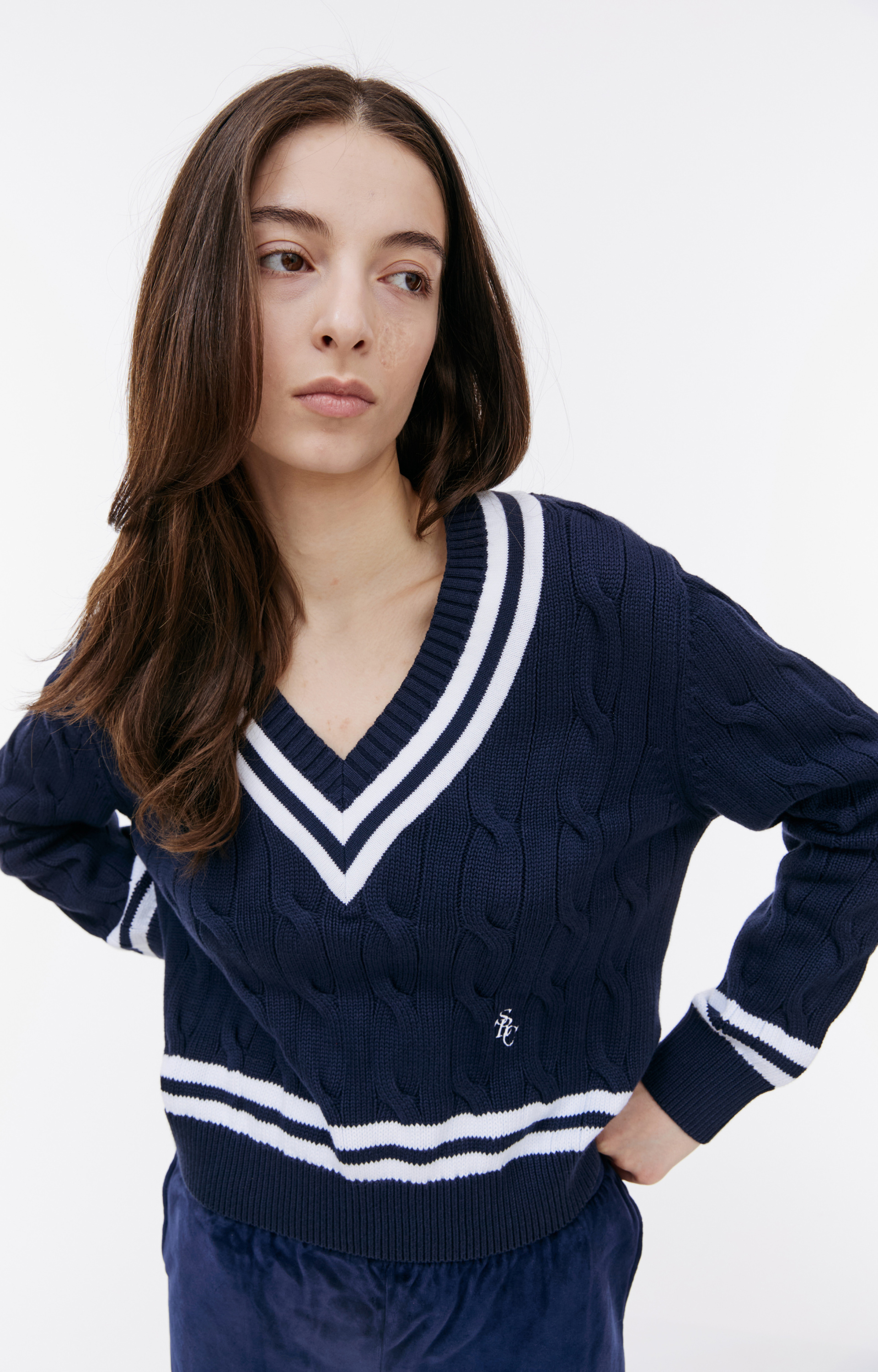 SPORTY & RICH Свитер SRC с V-вырезом