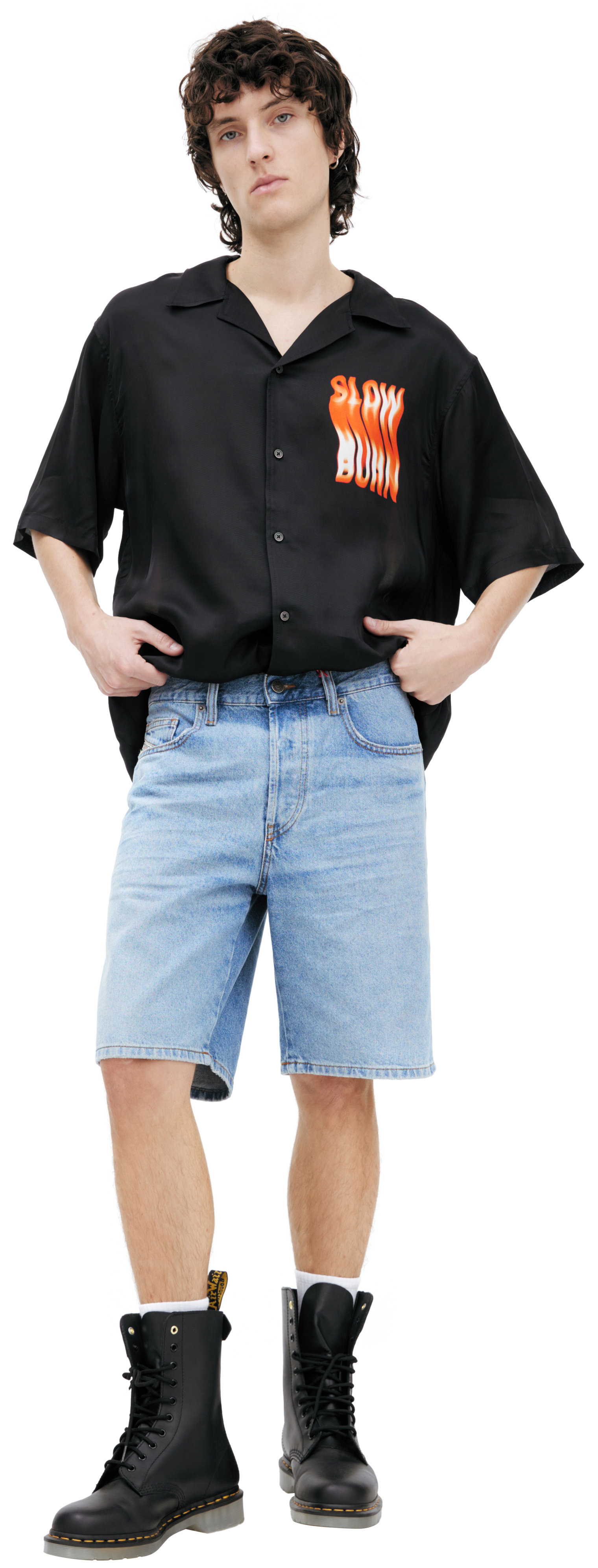 Diesel Джинсовые шорты с патчем