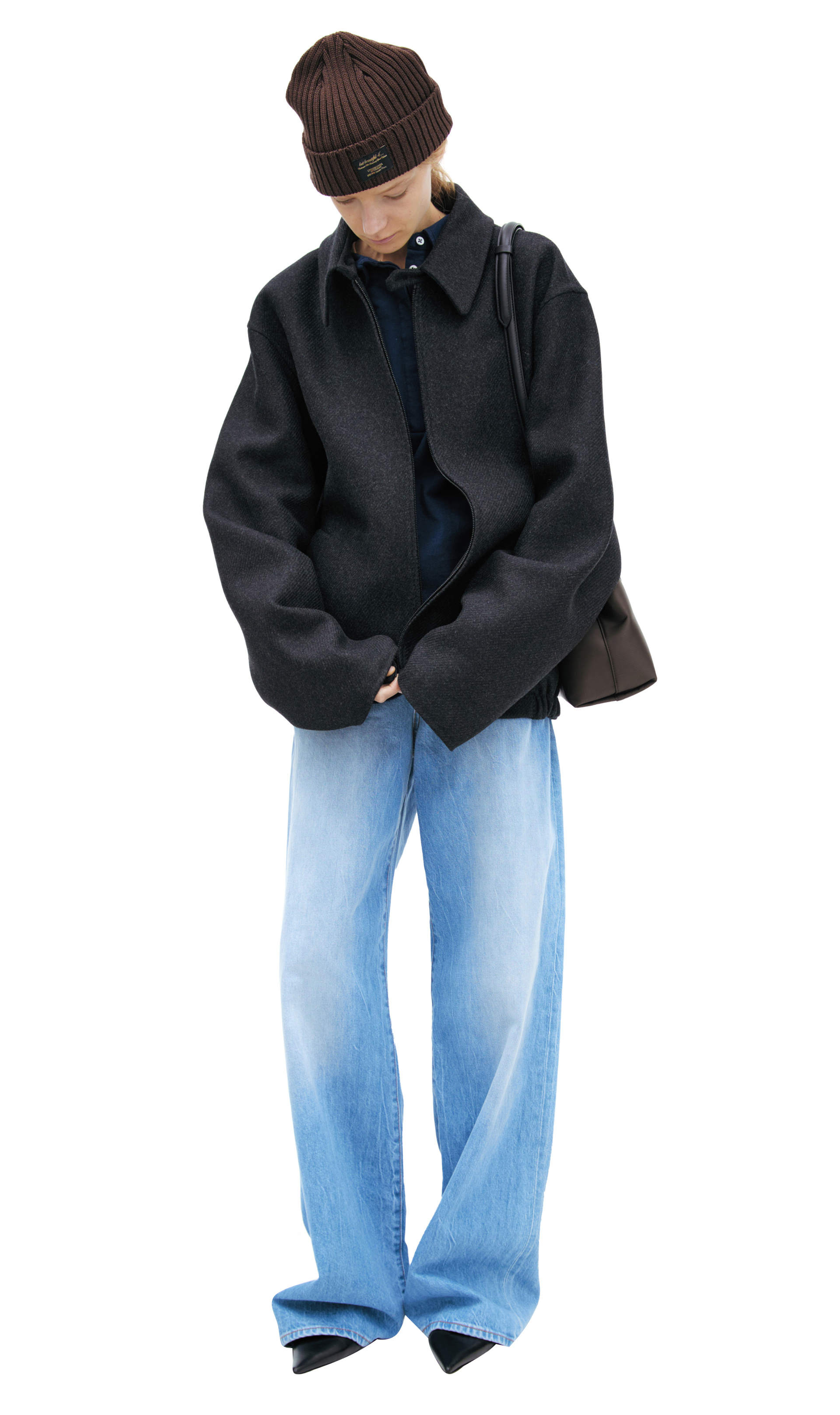 The Row Темно-серый бомбер из шерсти