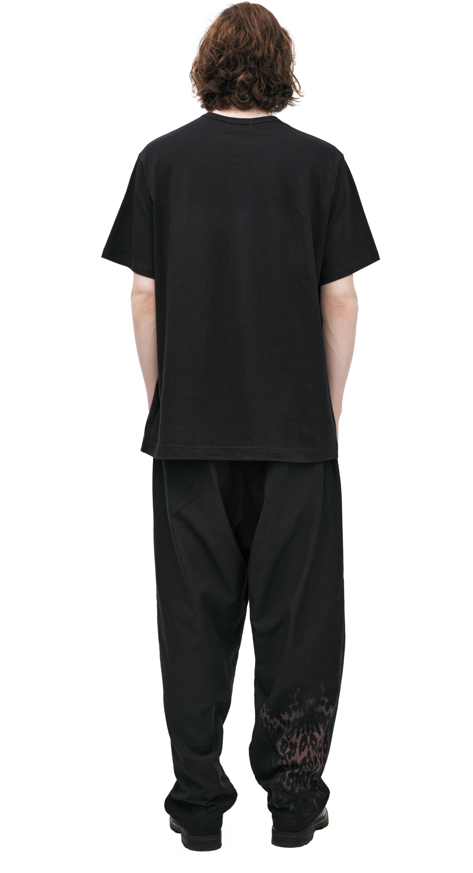 Yohji Yamamoto Черная футболка с принтом