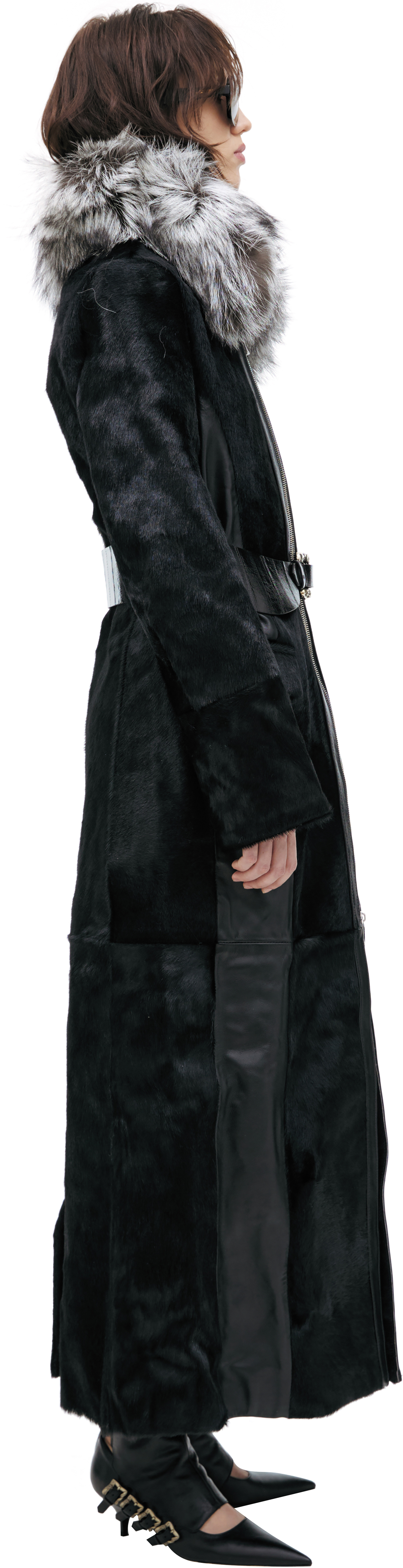 Enfants Riches Déprimés Кожаный плащ с мехом