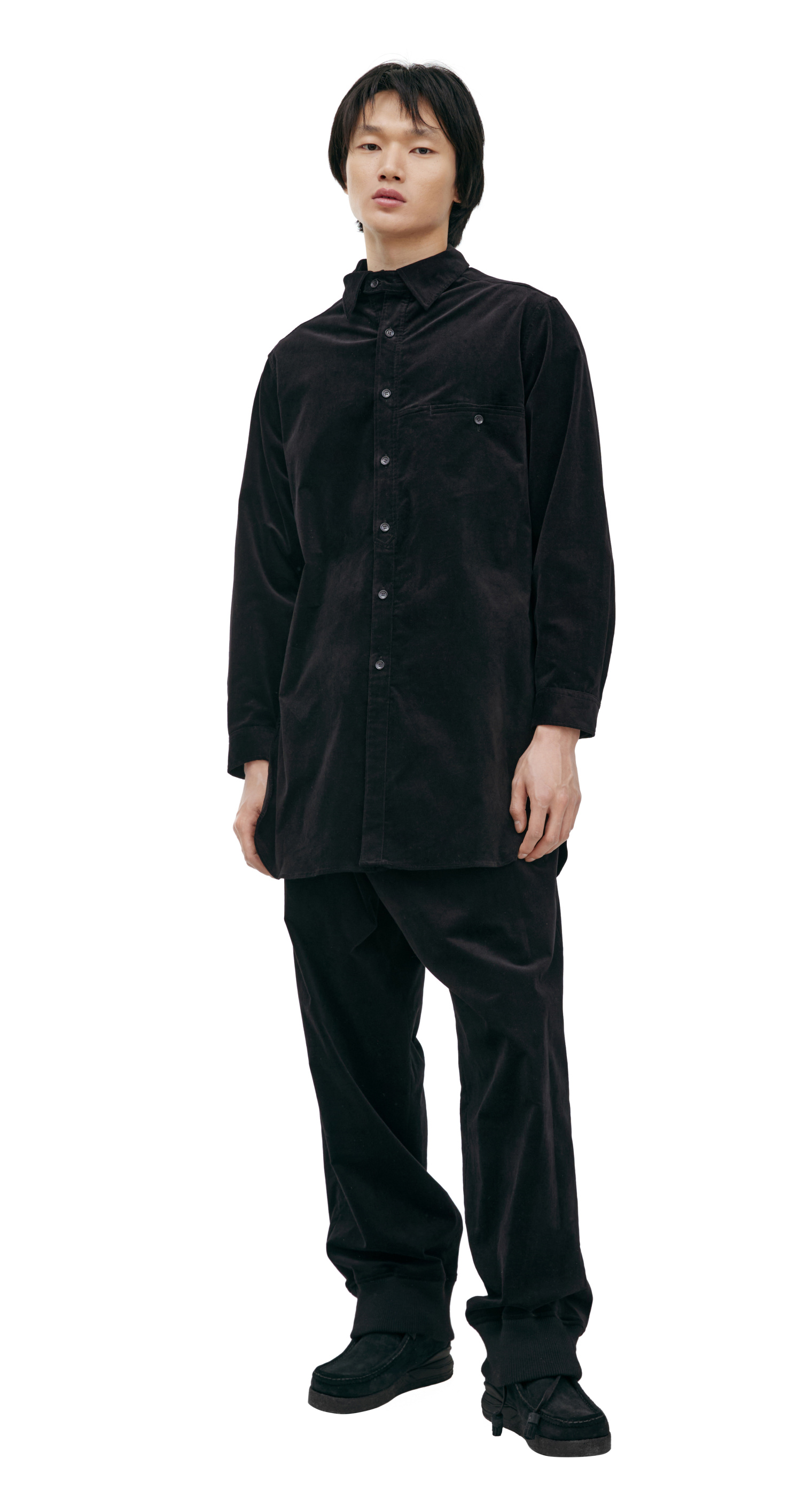 Yohji Yamamoto Черная рубашка из велюра