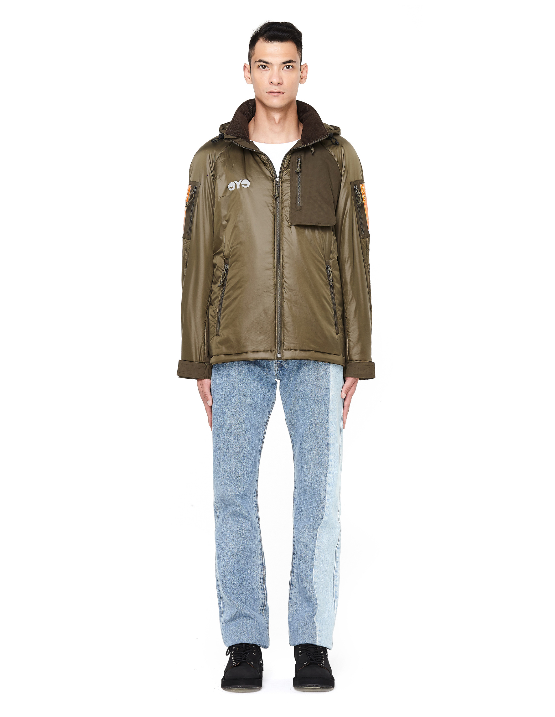 Junya Watanabe Куртка цвета хаки с нашивками