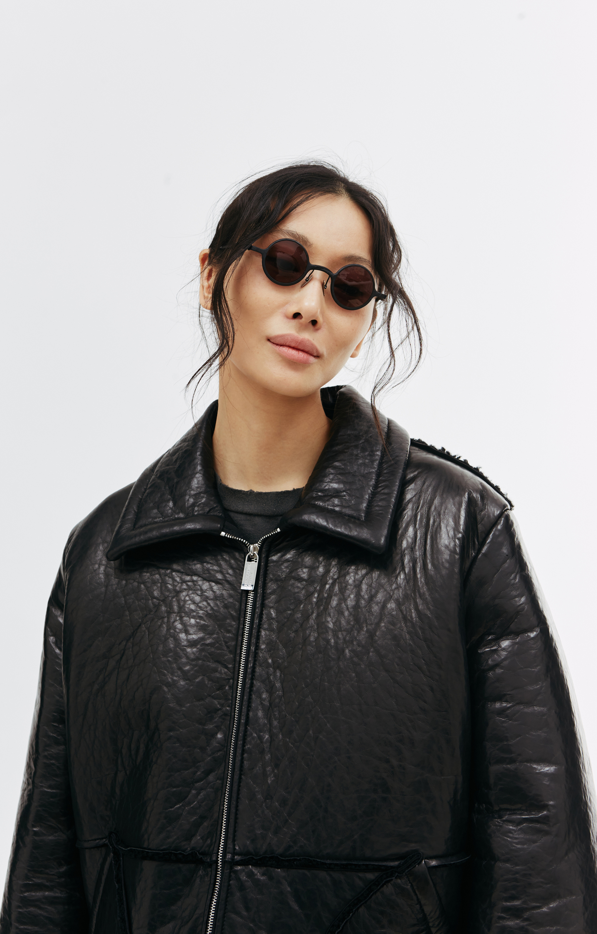 Enfants Riches Déprimés Черная дубленка с накладными карманами