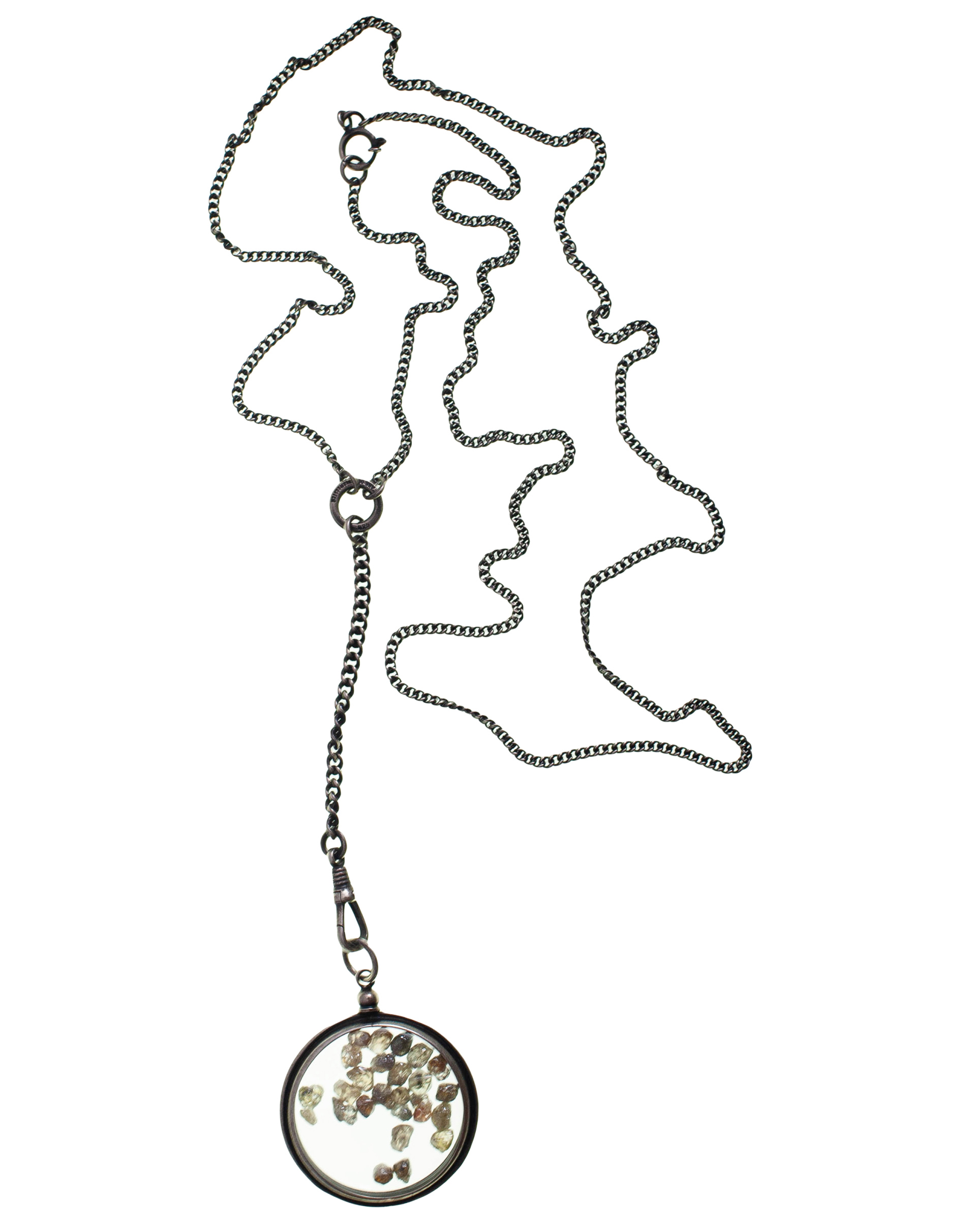 Ann Demeulemeester Серебряное колье с капсулой