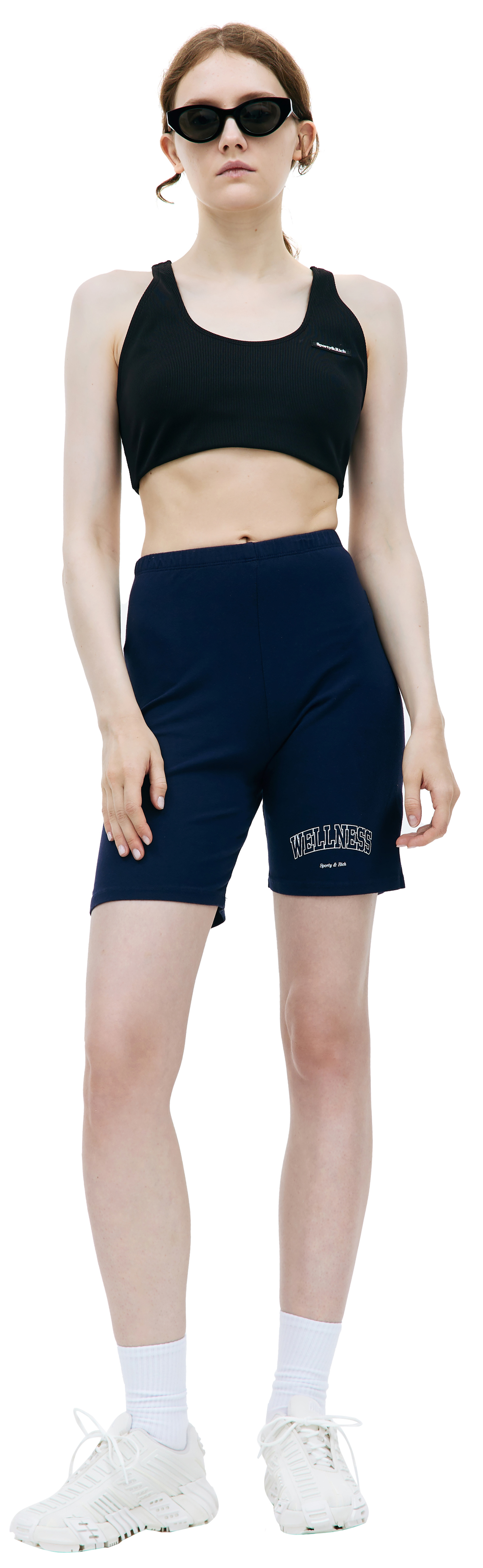 SPORTY & RICH Синие шорты с принтом \'Wellness\'