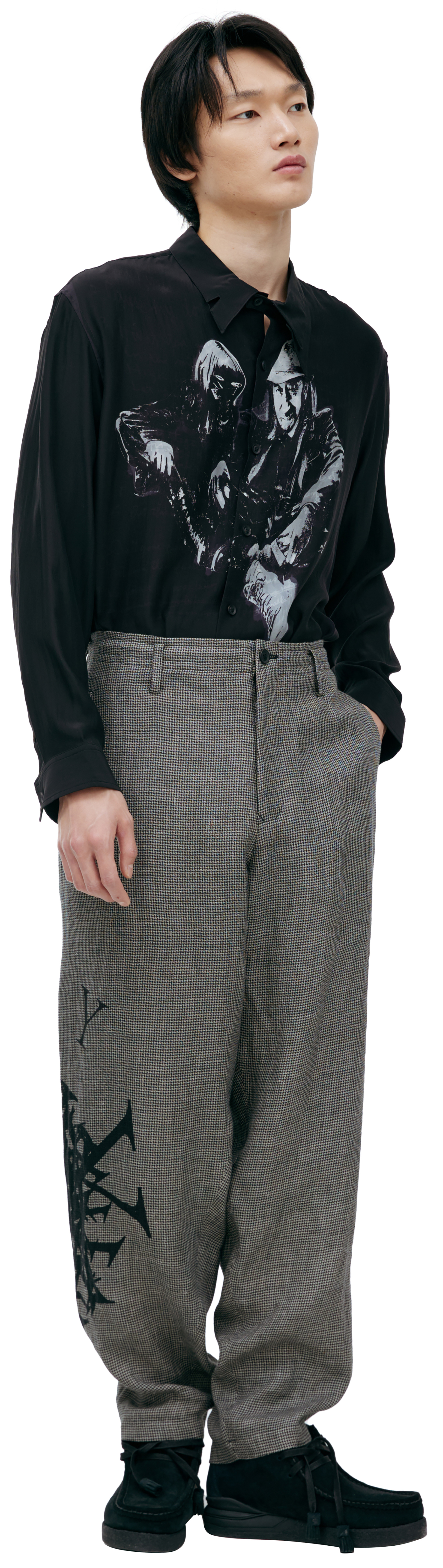 Yohji Yamamoto Серые брюки с логотипом